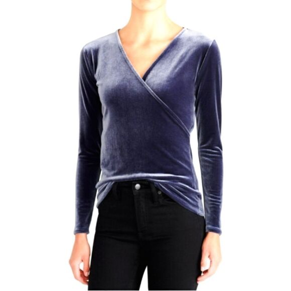 J CREW Velvet Wrap Top Sz Small - Picture 1 of 10